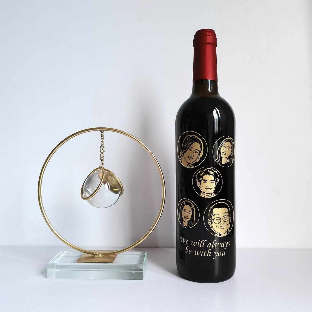 【定制化礼物】头像雕刻纪念红酒 生日|移民|升职礼物 - 酒类 - 玻璃 