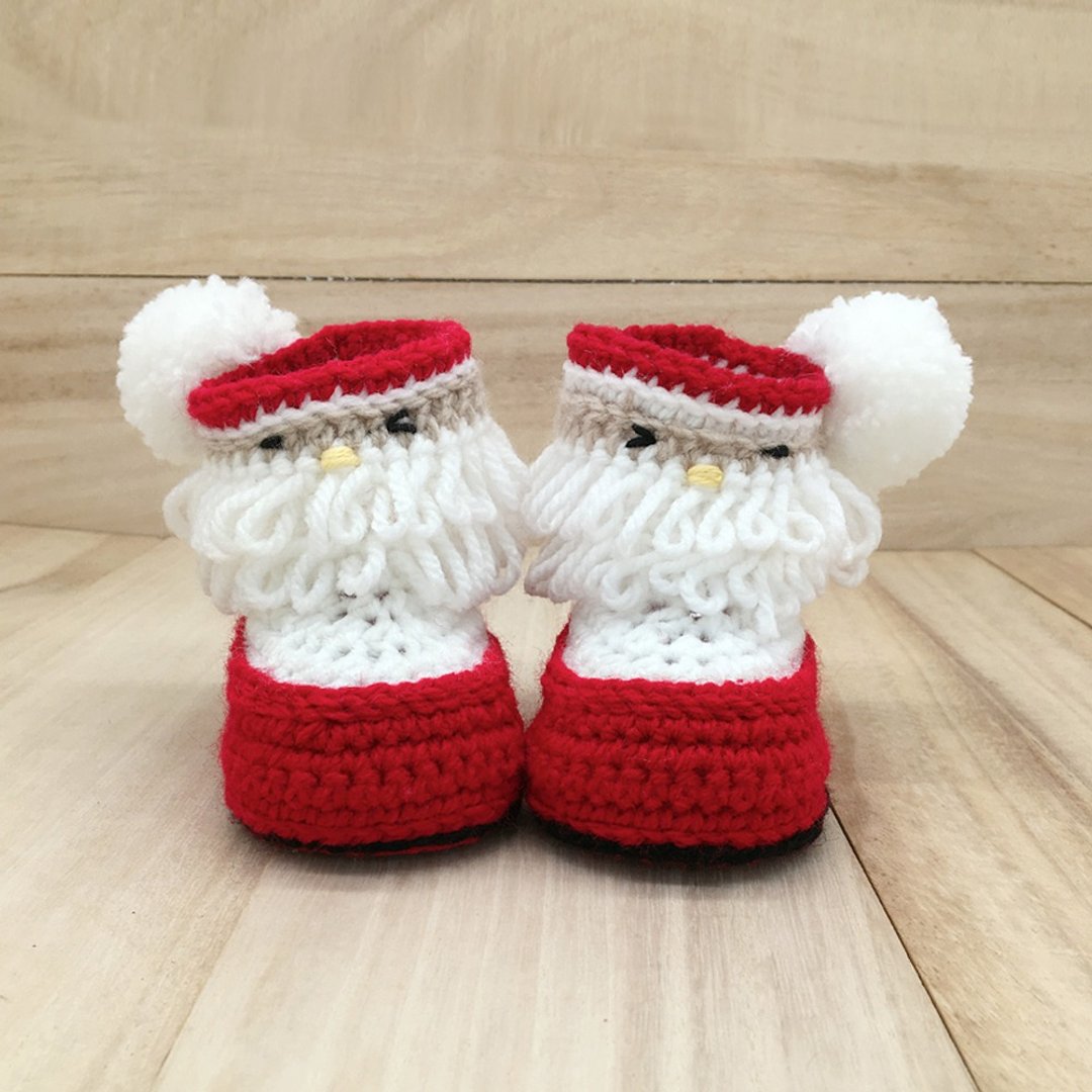 Santa Claus Booties - Crochet Mid Calf Baby Boots - Christmas Gifts for Baby - 婴儿鞋 - 棉 红色