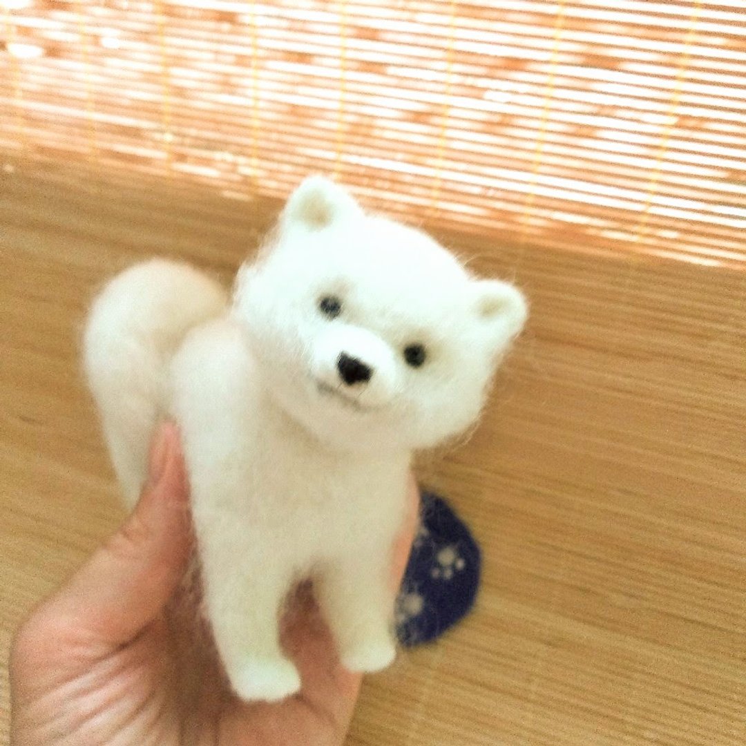Samoyed or American Eskimo  Dog lover Collectible - 玩偶/公仔 - 羊毛 白色
