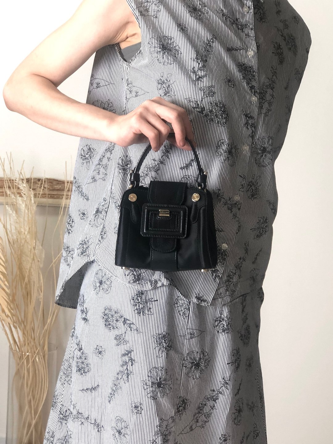 【 日本直送 名牌中古包 】CELINE 赛琳 手提包 黑色 扣环 缎面 迷你包 vintage wdsxbc - 手提包/手提袋 - 棉 黑色