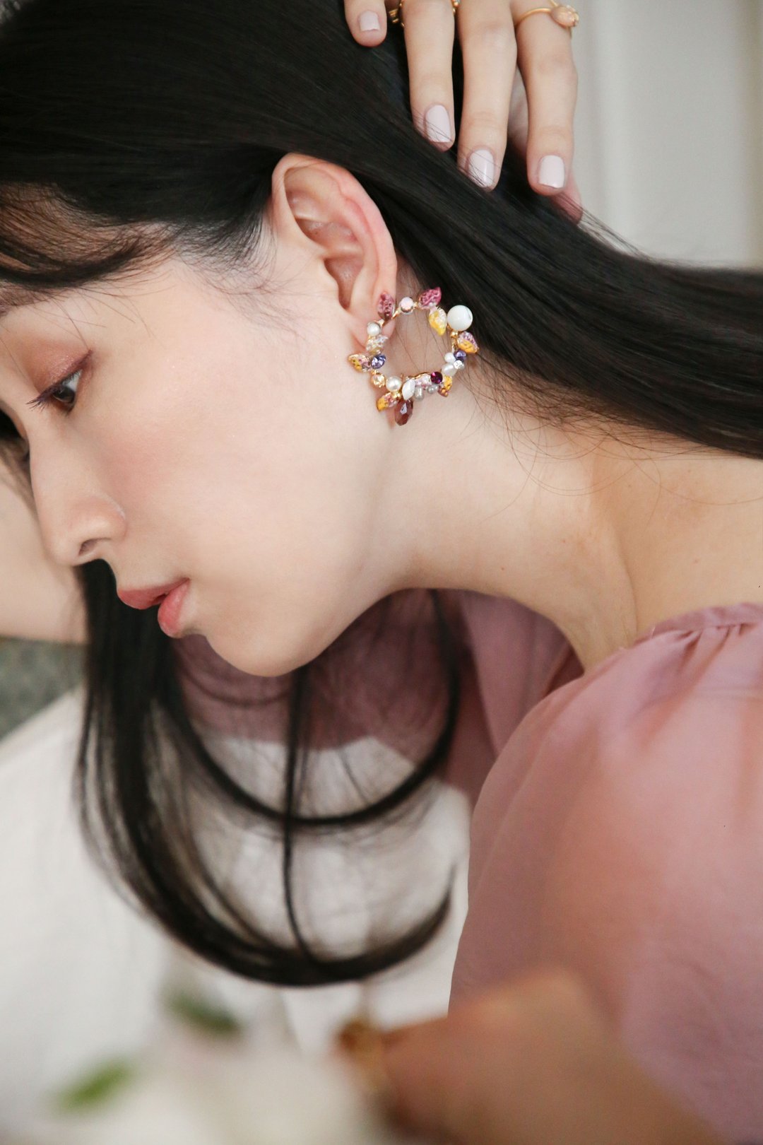 春日印象— 草莓甜甜圈 - 耳环/耳夹 - 铜/黄铜 