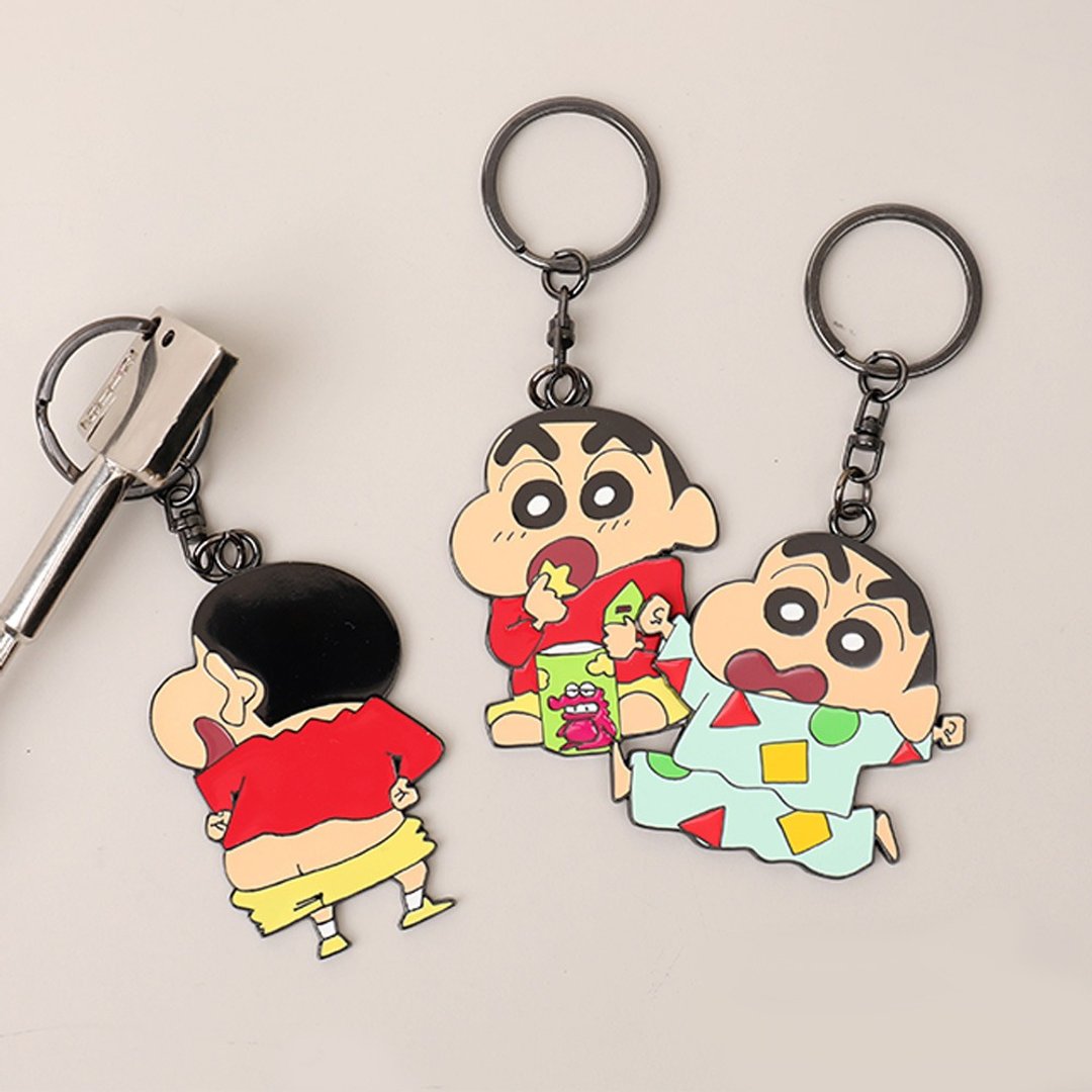 蜡笔小新金属钥匙圈- Crayon Shin-Chan 公仔吊饰 睡衣 露屁屁 - 钥匙链/钥匙包 - 其他金属 多色