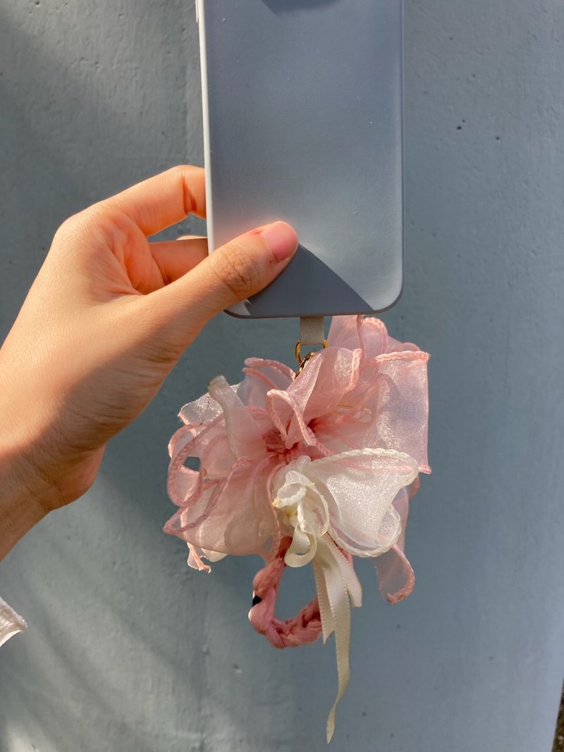 粉红色 花 编织 4way 手机挂绳 头饰 匙扣 手腕花 手工 - 手机配件 - 其他人造纤维 粉红色