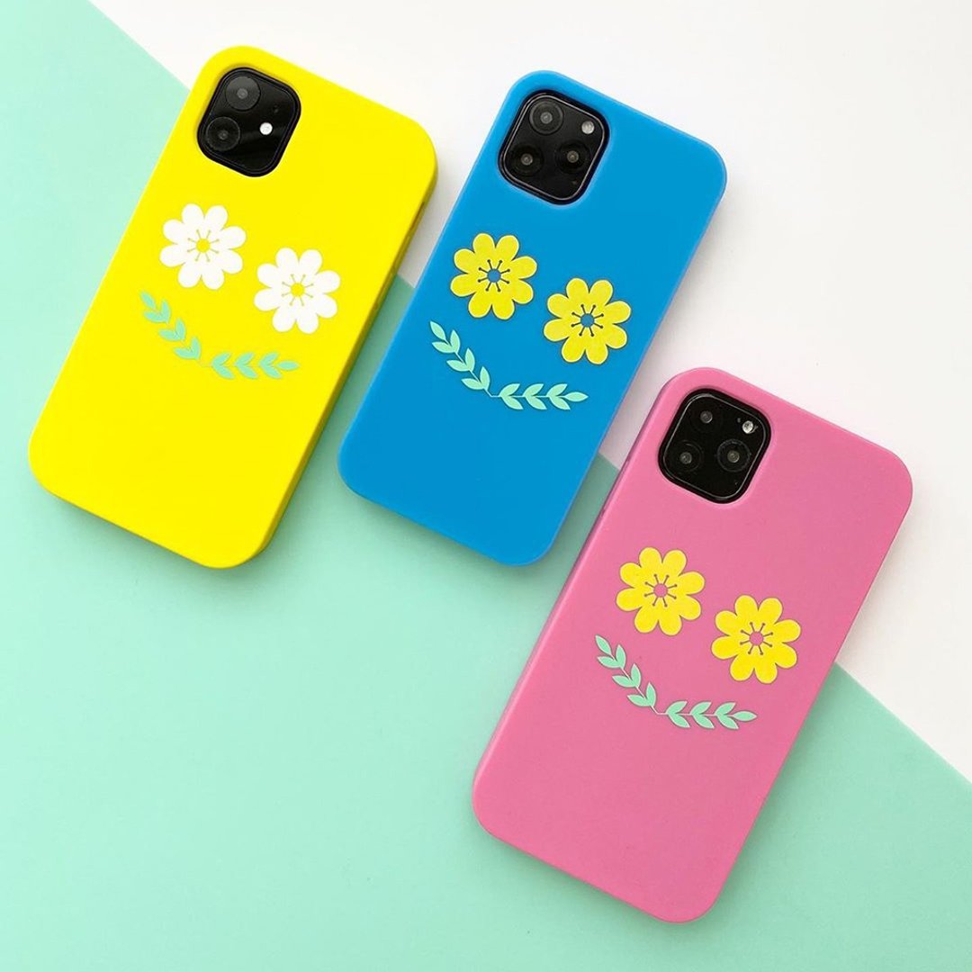 【Candies】Simple系列 Smile Flower 蓝 - iPhone 11 Pro 情人节 - 手机壳/手机套 - 硅胶 蓝色