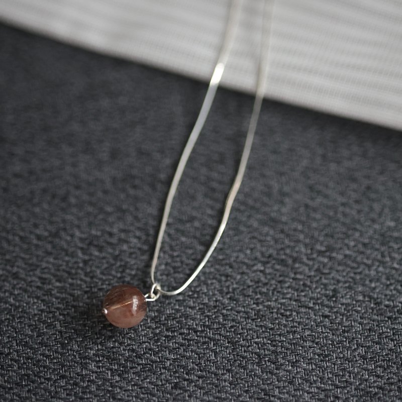 焙煎水晶纯银细蛇项链 - 项链 - 水晶 红色