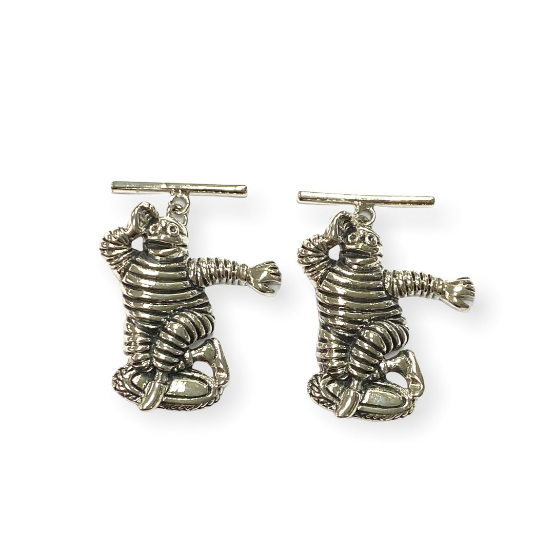 Collectable Bibendum Michelin Tyre Man Cufflinks 925 Sterling Silver - 袖扣 - 纯银 银色