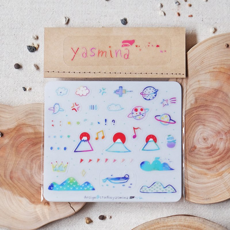 小山/星球/音符/云朵/透明贴纸  - 贴纸 - 防水材质 多色