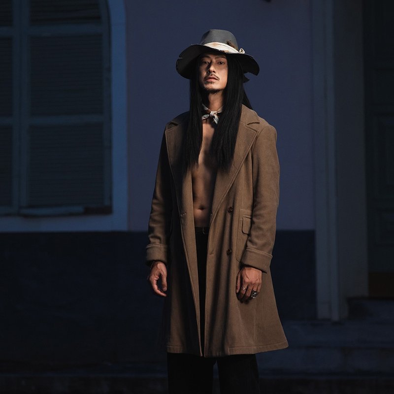 SOARIN英伦复古磨毛双排扣衣外套(2431DY32) - 男装外套 - 棉．麻 卡其色