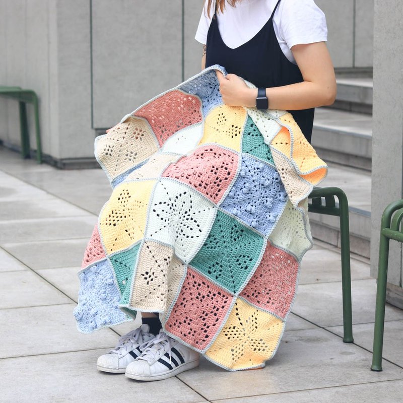 花样拼接织片毛毯工作坊 - 编织/羊毛毡/布艺 - 棉．麻 