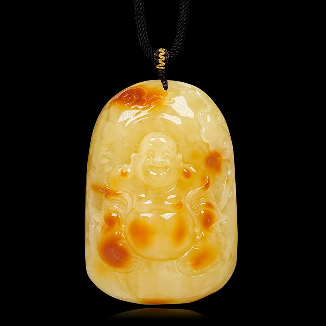 【正佳珠宝】蜜蜡琥珀 顶级红皮白金满蜜 57.5g 大肚弥勒佛吊坠 - 项链 - 半宝石 多色
