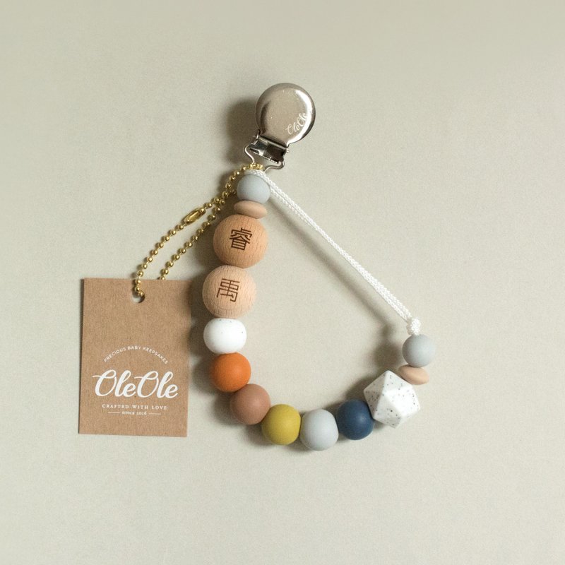 定制化婴儿刻名奶嘴链 奶嘴夹 弥月礼盒 固齿器 牙胶 自订 奶嘴链 - 玩具/玩偶 - 硅胶 多色