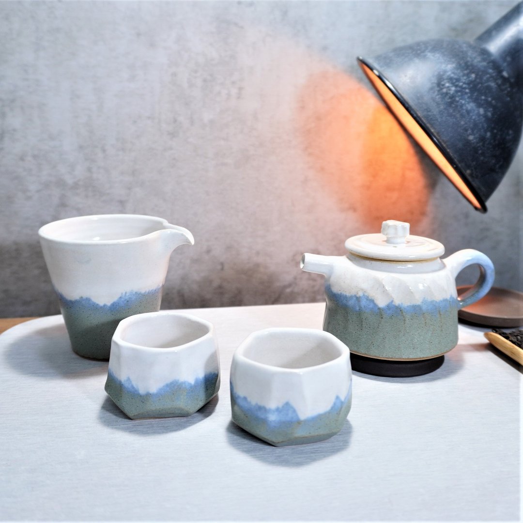 消光蓝白茶具组 - 茶具/茶杯 - 陶 多色