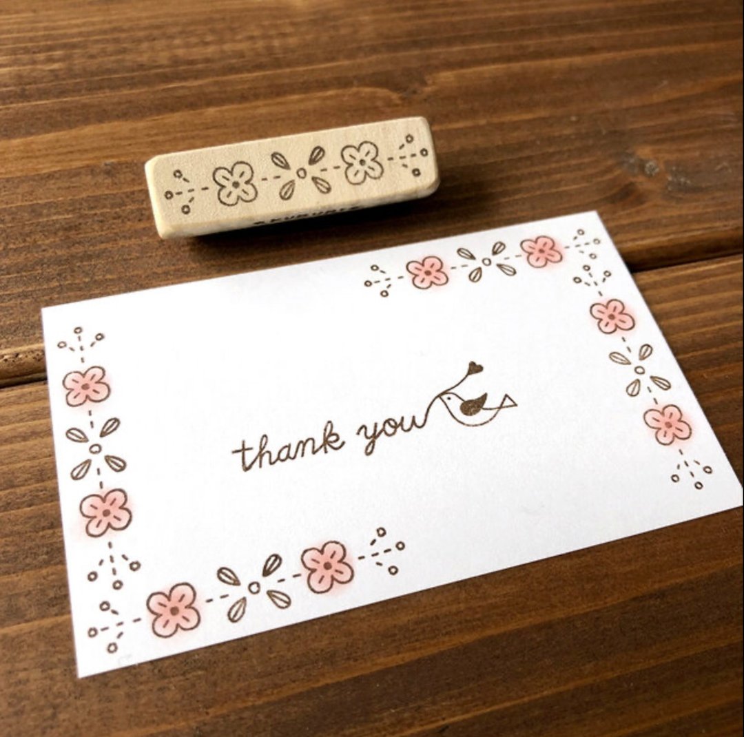 Scandinavian style floret line rubber stamp stamp seal - 印章/印台 - 橡胶 