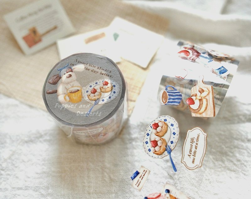 Puppies and Desserts－4cm亮面PET胶带(带离型纸) - 纸胶带 - 塑料 