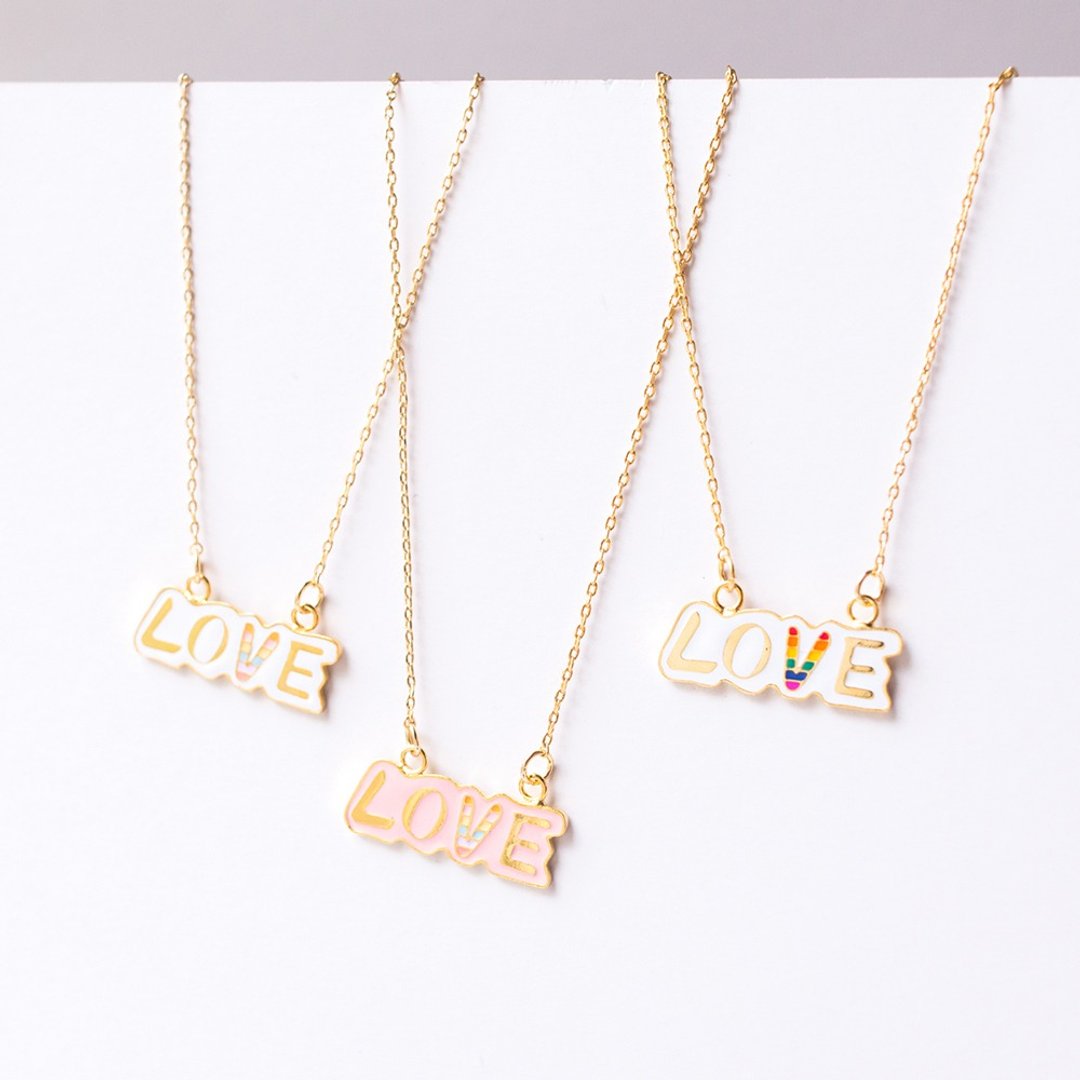 彩虹 Rainbow LOVE 短项链 - 项链 - 铜/黄铜 