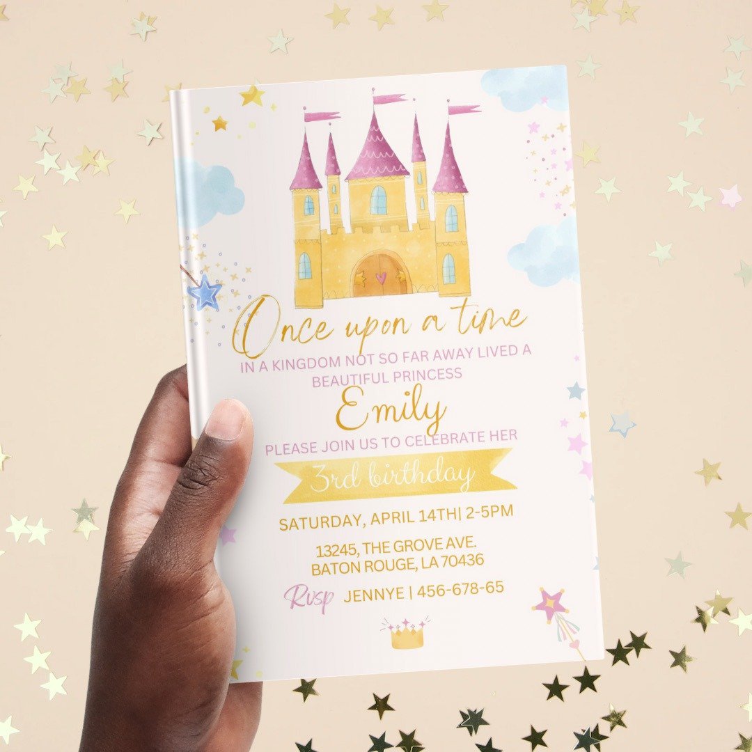 Princess Birthday invitation, Princess Party invitation - 电子喜帖/贺卡/邀请函 - 其他材质 