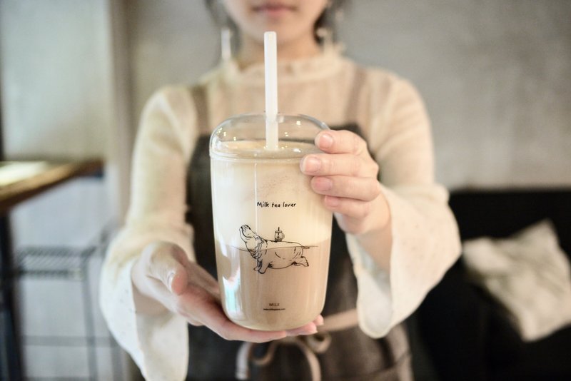 漂浮河马玻璃杯 - 随行杯提袋/水壶袋 - 玻璃 透明