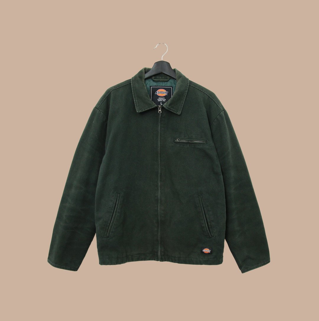 Back to Green- 绒布领外套 Dickies 深绿 vintage jacket - 男装外套 - 棉．麻 