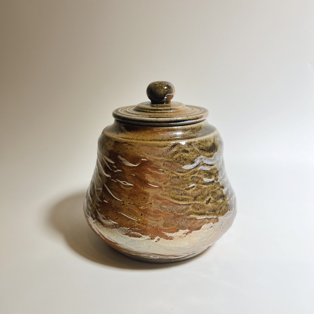 超美柴烧落灰火痕半斤茶仓 / 茶罐 / 藏茶器  / 小平凡手 - 其他 - 陶 卡其色