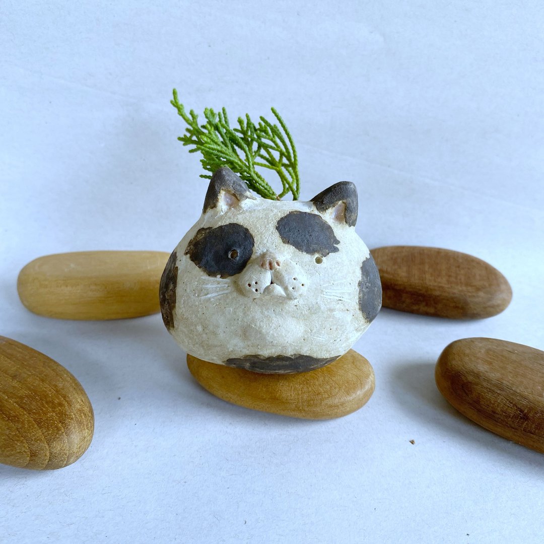 猫咪造型花瓶 / 手工陶瓷 - 花瓶/陶器 - 陶 黑色