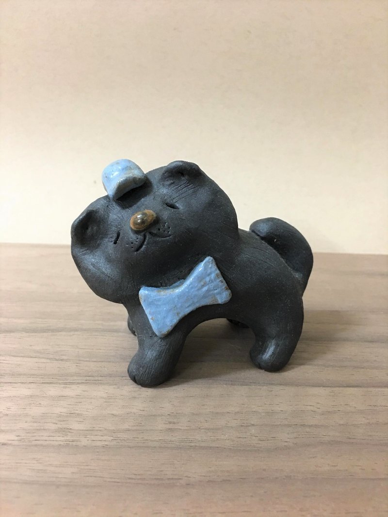 狗狗好朋友系列-黑黑松狮犬 - 花瓶/陶器 - 陶 多色