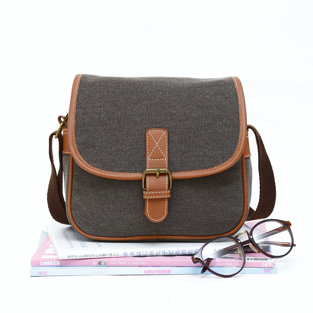 chilli crossbody bag - smoke brown - 手拿包 - 棉 咖啡色