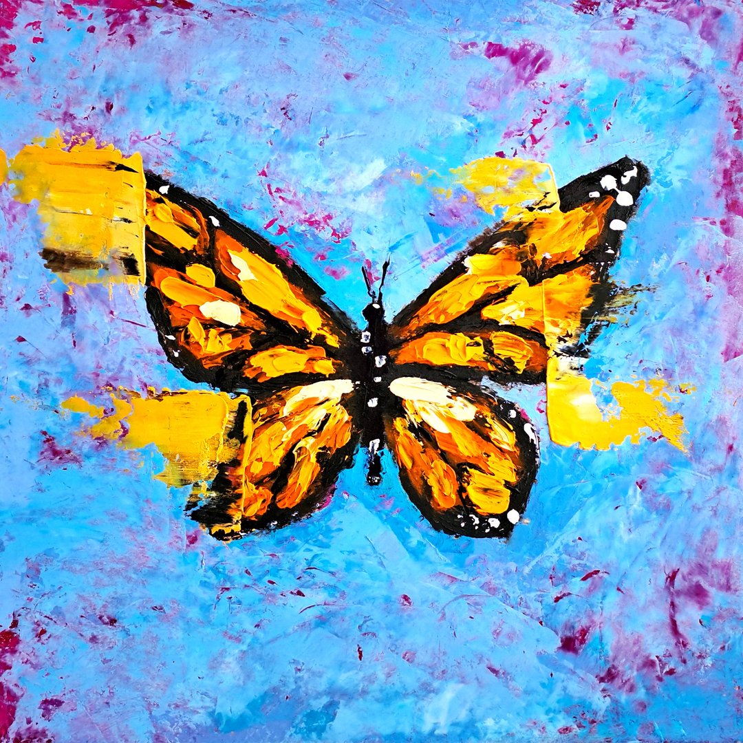 Monarch Painting Butterfly Original Art Insect Oil Painting Monarch Butterfly - 海报/装饰画/版画 - 其他材质 多色