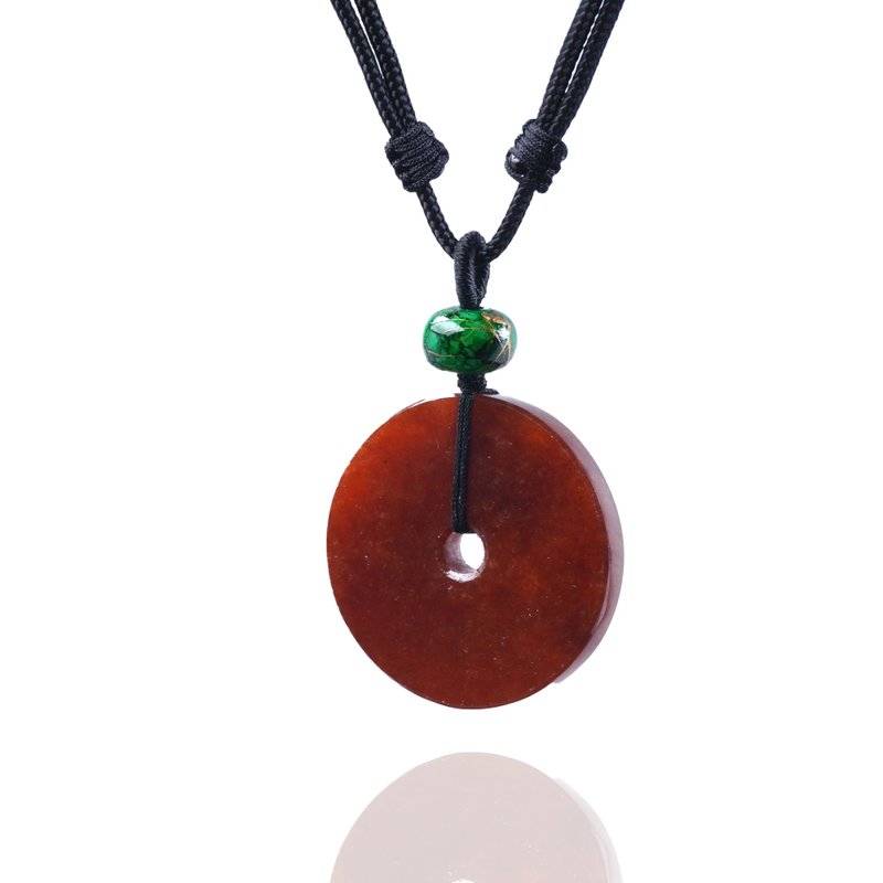 【愿·平安】冰红翡翡翠平安扣项链 | 天然缅甸玉翡翠A货 | 送礼 - 项链 - 玉石 红色