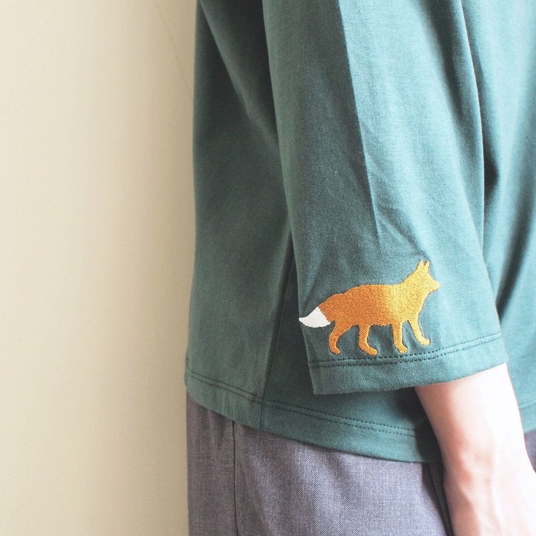 fox sleeve t-shirt : green - 女装 T 恤 - 棉 绿色