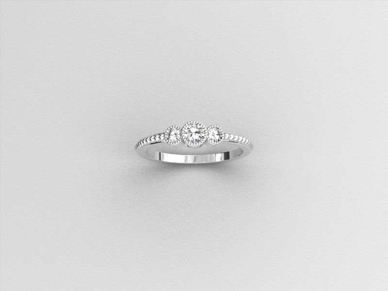 精致设计钻石线戒14k金戒指 - 戒指 - 贵金属 银色