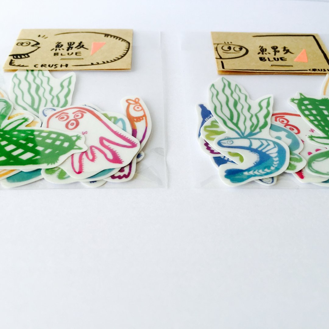 眉峰章鱼／鱼男友　透明贴纸8入组 - 贴纸 - 防水材质 