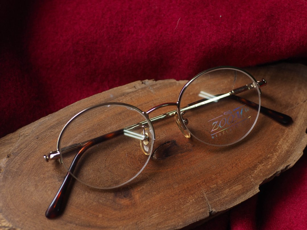 经典简约金丝弧形线性半框式圆型镜框 细框古董眼镜Japan/glasses - 眼镜/眼镜框 - 贵金属 金色