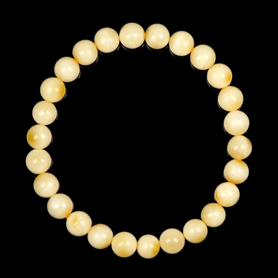 【正佳珠宝】蜜蜡琥珀 顶级橙皮微妖花纯白蜜 6.8-7.3mm - 手链/手环 - 半宝石 多色