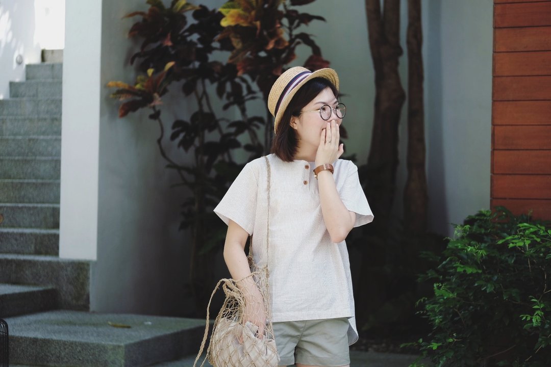 MichiO Top : striped - 女装上衣 - 棉 红色