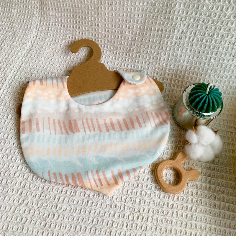 宝宝布作 中性花色 几何白玉乌龙 六层纱 手作围兜 口水巾 - 围嘴/口水巾 - 棉．麻 橘色