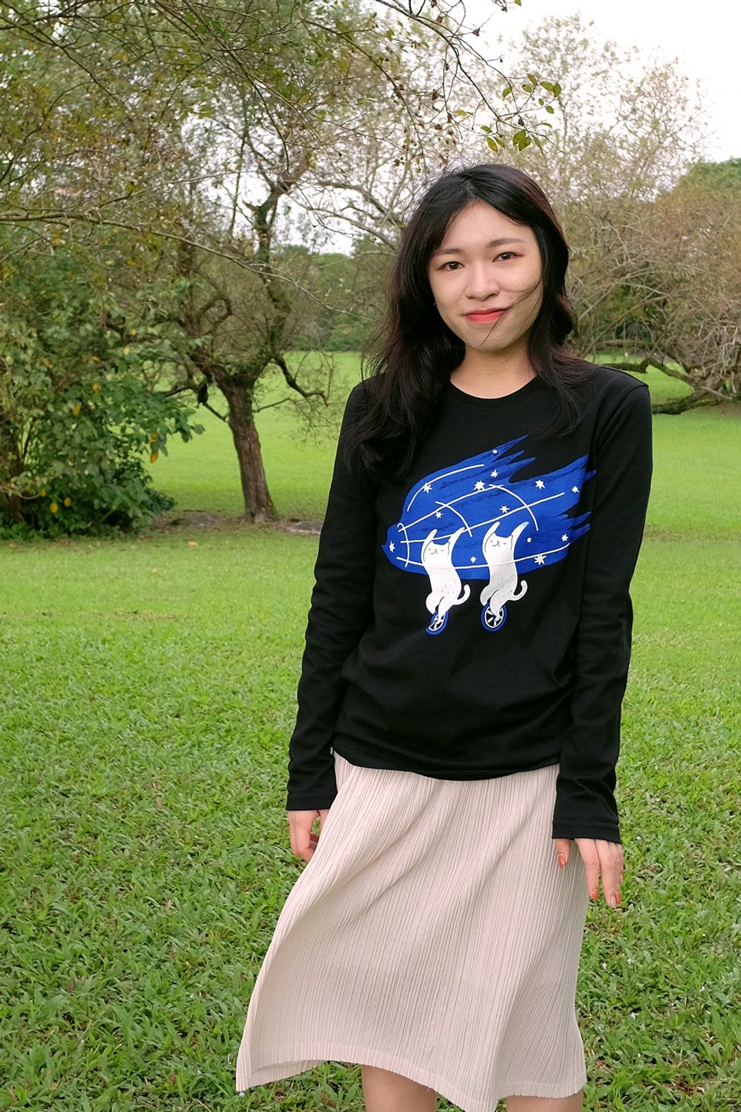 快乐鸟日子 / 中性纯棉长袖T-Shirt - 女装上衣 - 棉 