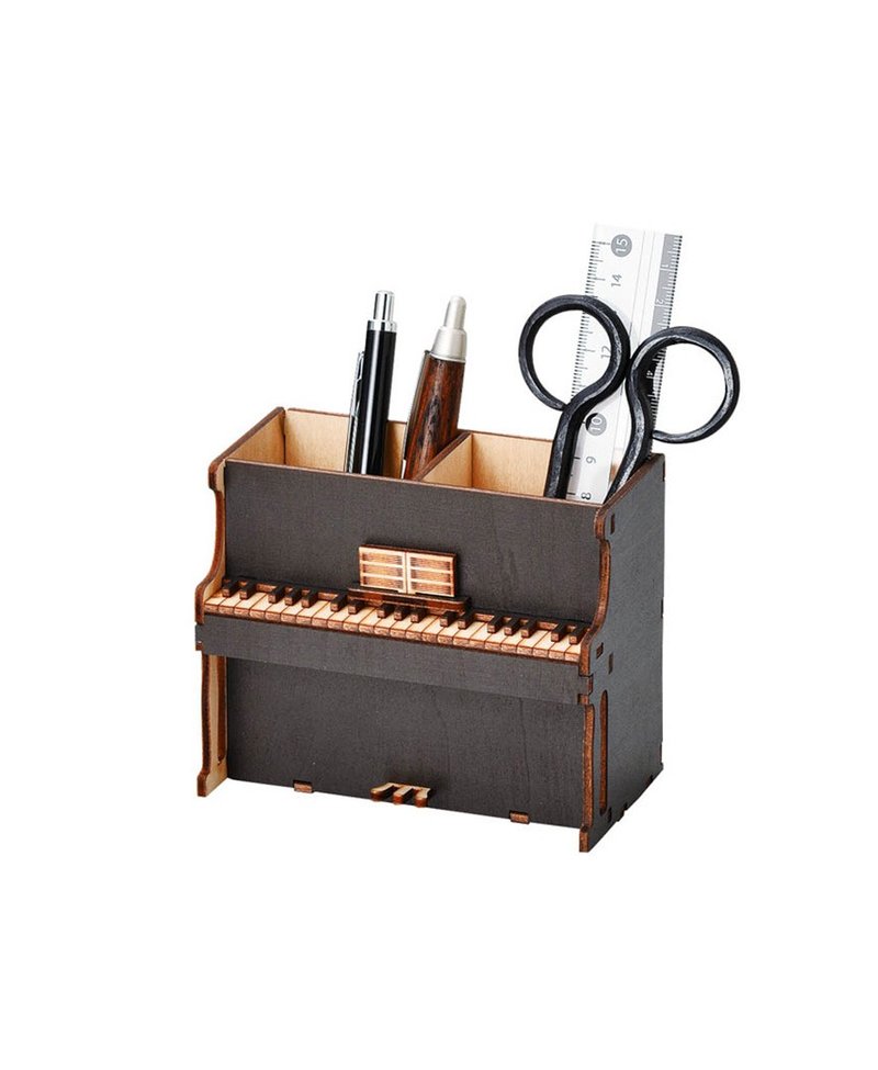 日本Magnets木头材质设计经典钢琴造型趣味组装设计笔筒/笔座 - 笔筒/笔座 - 木头 黑色