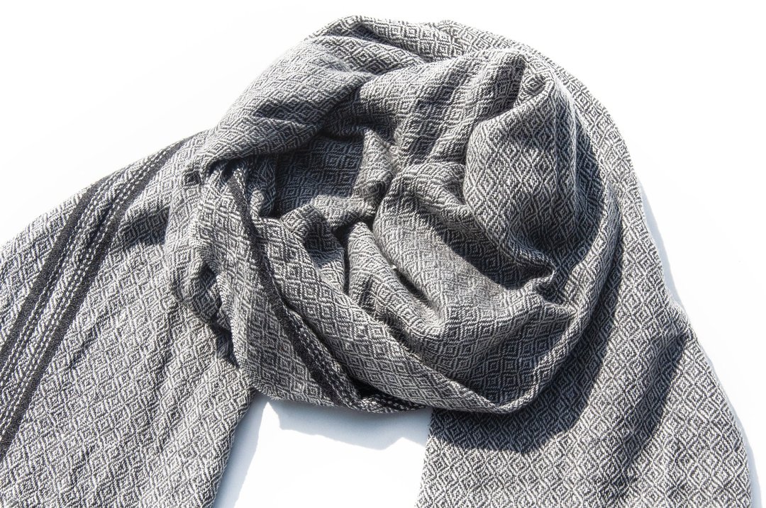 喀什米尔Cashmere 针织围巾 纯羊毛围巾 手织围巾 编织围巾-日本 - 围巾/披肩 - 羊毛 灰色