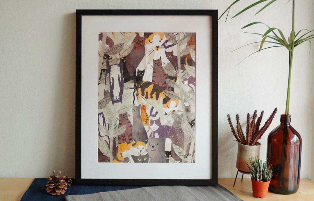 Poster Cat forest - 海报/装饰画/版画 - 纸 黑色
