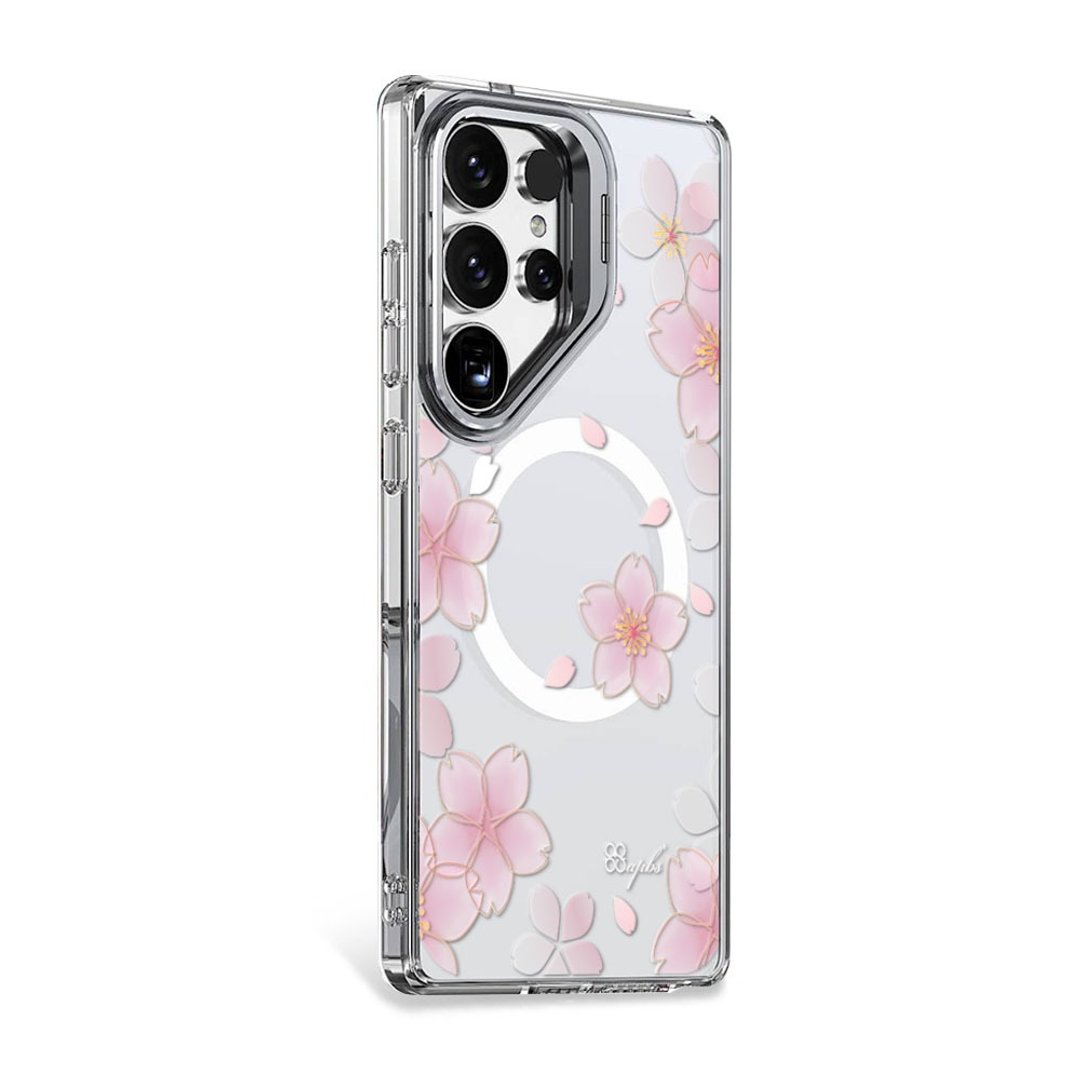 apbs Samsung S25/S24系列 防震双料隐形立架磁吸手机壳-吉野樱 - 手机壳/手机套 - 其他材质 多色