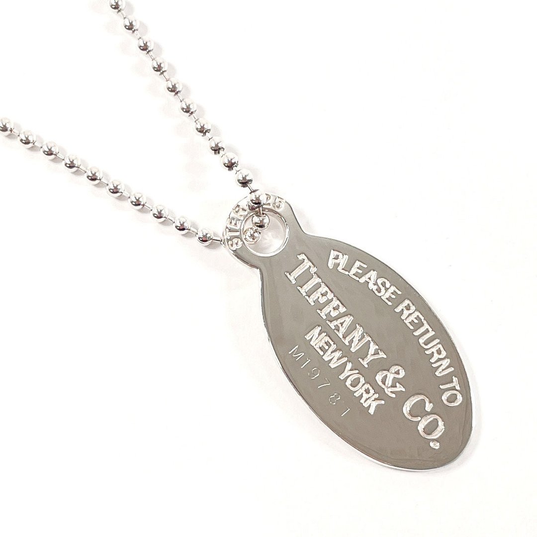 [日本直送，二手，状况良好] Tiffany & Co. 项链 返回椭圆形标签球链 925银配件全新翻新 - 项链 - 纯银 银色