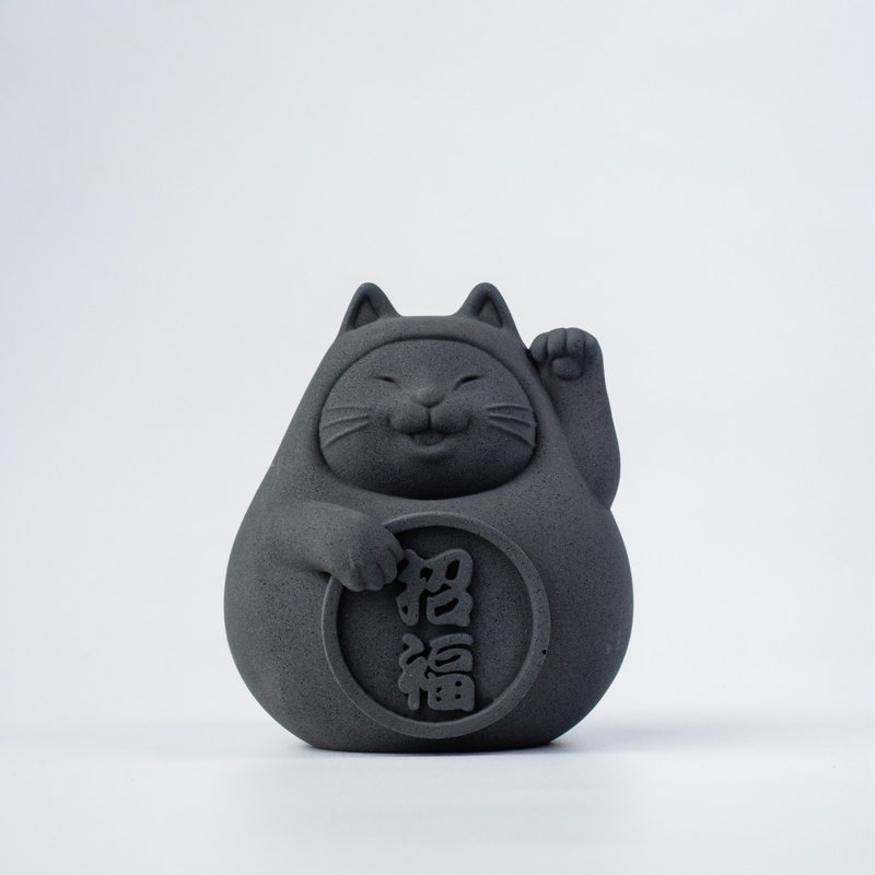 【平安福气好运到】胖胖招福猫 (中) 炭钱黑 - 香薰/精油/线香 - 水泥 黄色