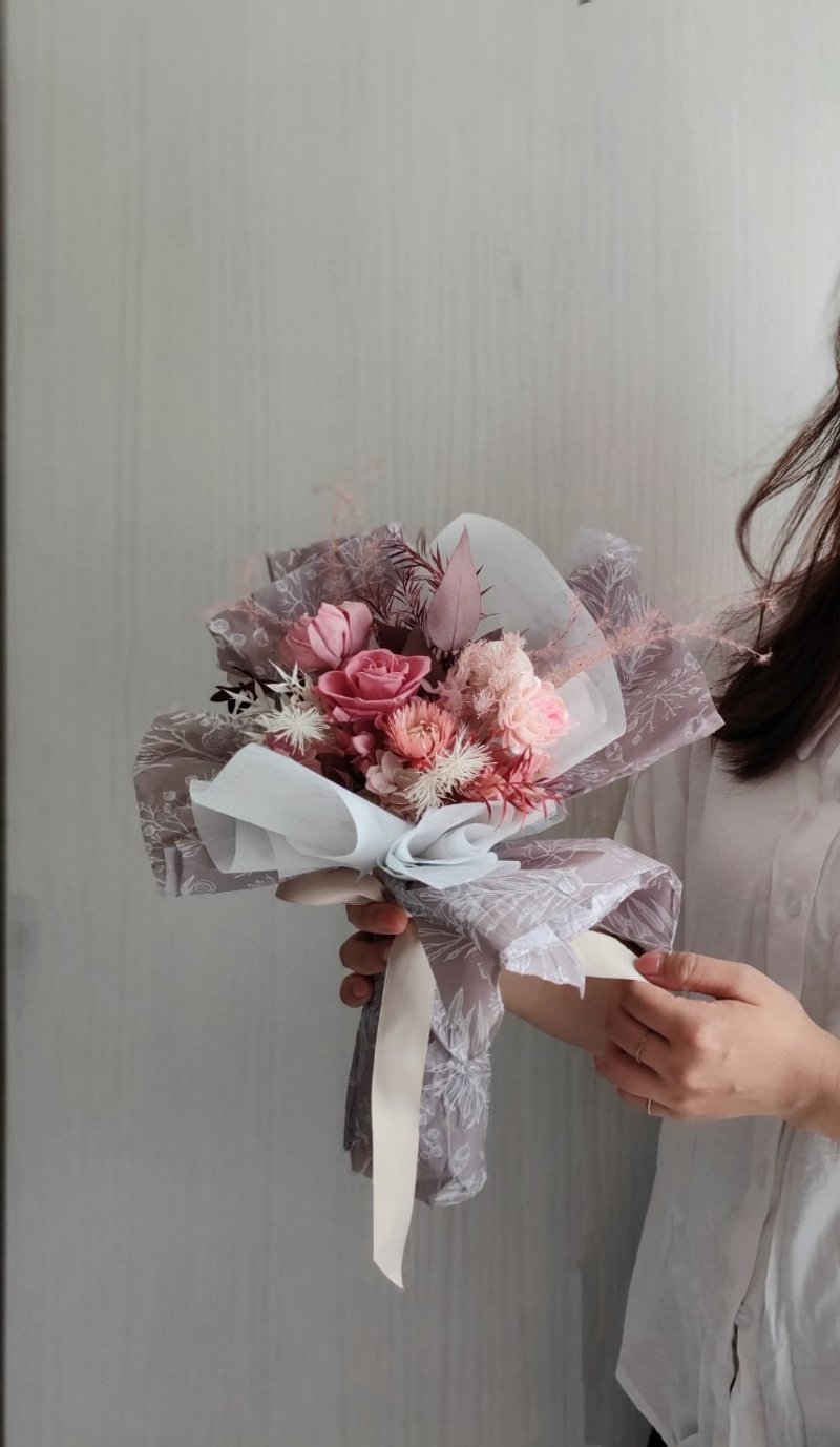 毕业礼物-永恒的爱-永生韩式花束毕业 老师礼物 - 干燥花/捧花 - 植物．花 粉红色