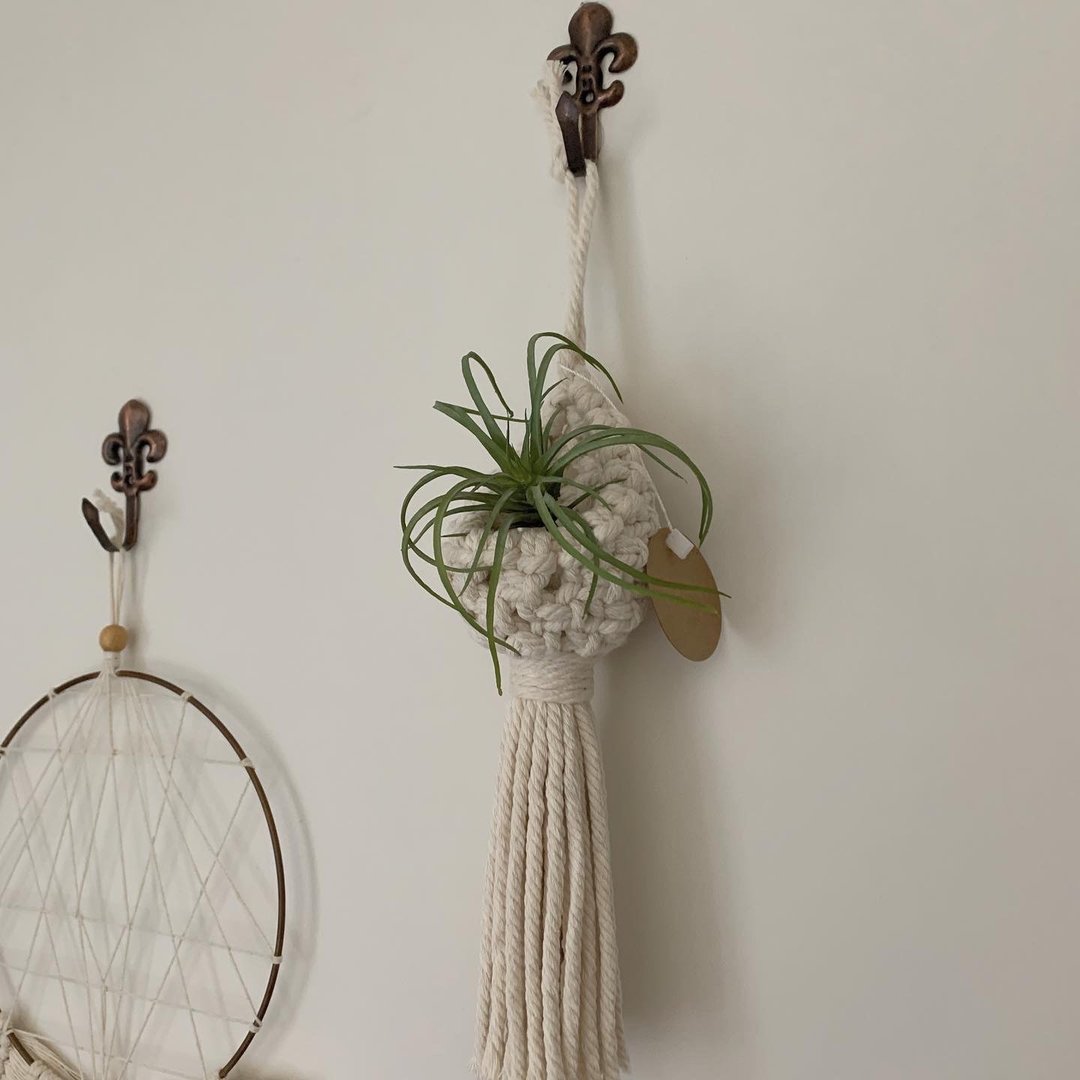 Macrame 编织 水滴 植物 空凤 仙人掌 挂饰 l 车内室内装饰 - 摆饰 - 棉 白色