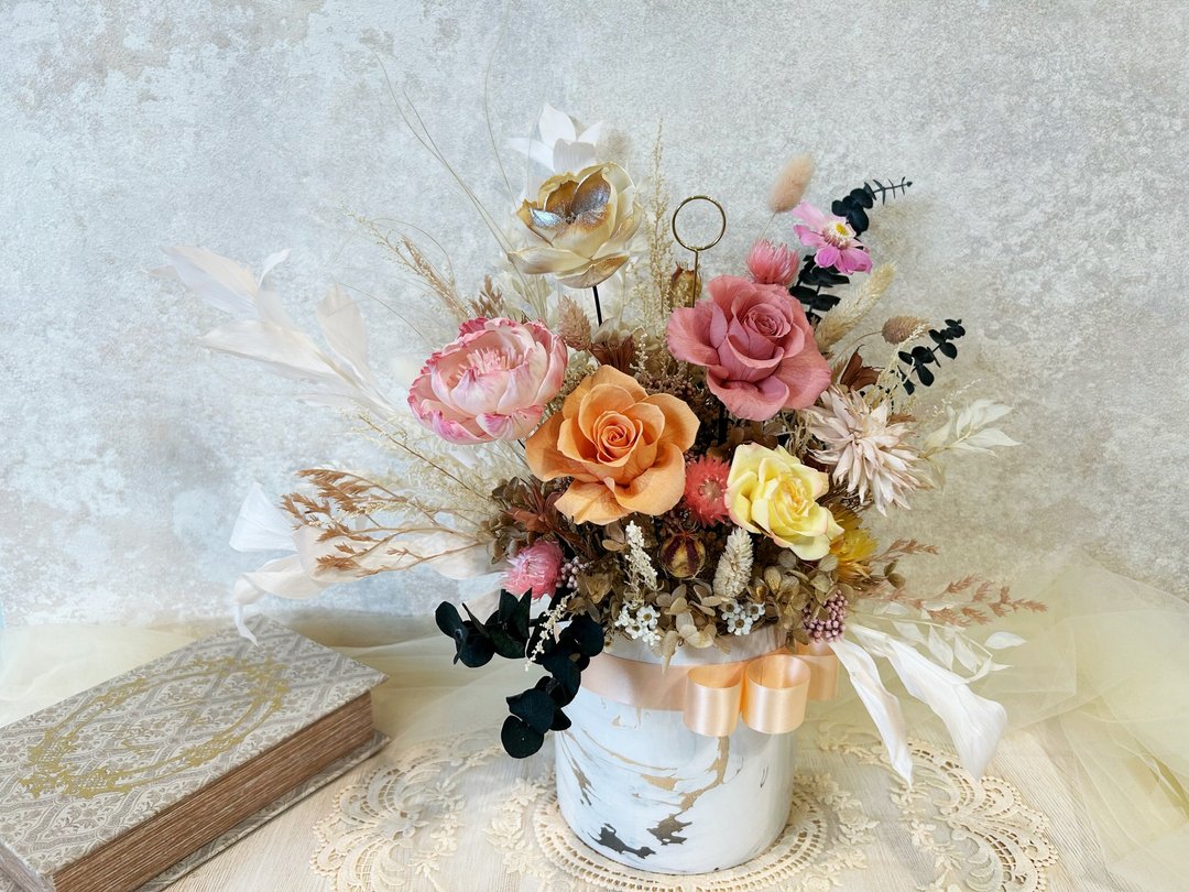*鸟羽* 开幕花礼 迎宾花礼 永生桌花 香氛桌花 祝贺花礼 - 干燥花/捧花 - 植物．花 粉红色