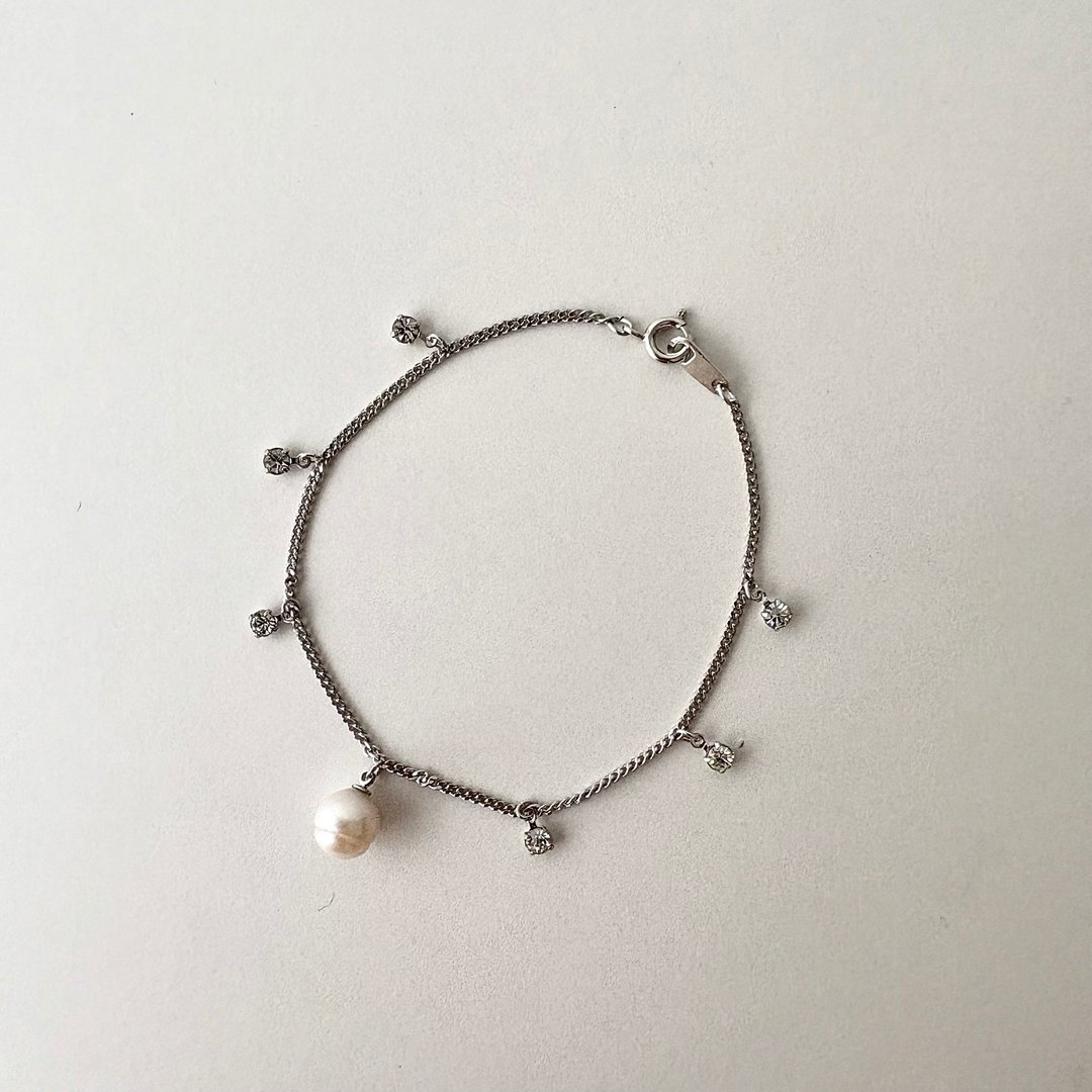 SV 手链 Akoya 珍珠 圆形珍珠 锆石 日本珍珠 pearl bracelet 珍珠手链 珍珠手链 진주팔찌 - 手链/手环 - 珍珠 