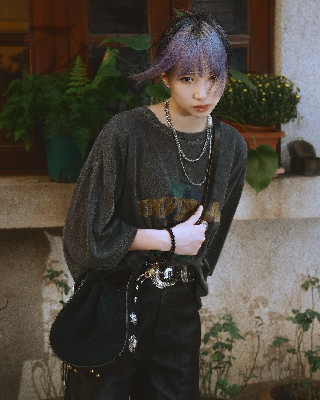 Hunter circular bag - 侧背包/斜挎包 - 真皮 黑色