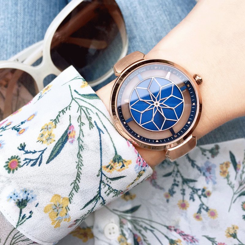 预购【热门商品】RELAX TIME年度表款 绽放系列 玫X蓝 (RT-63-6) - 女表 - 不锈钢 蓝色