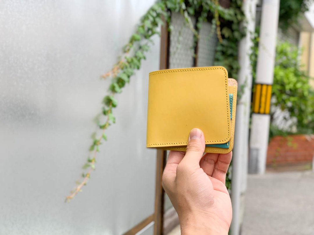 SHORT Pop and cute money luck Yellow short flat wallet Sakosh is OK SFW-YYRT-Y - 皮夹/钱包 - 真皮 黄色