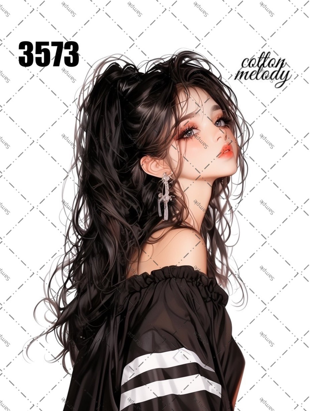 original sticker no.3573 人物贴纸 原创贴纸 原创人物贴纸 装饰贴纸 cotton melody - 贴纸 - 纸 